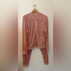 Women's Soft Pink Velour Tracksuit Size XXL